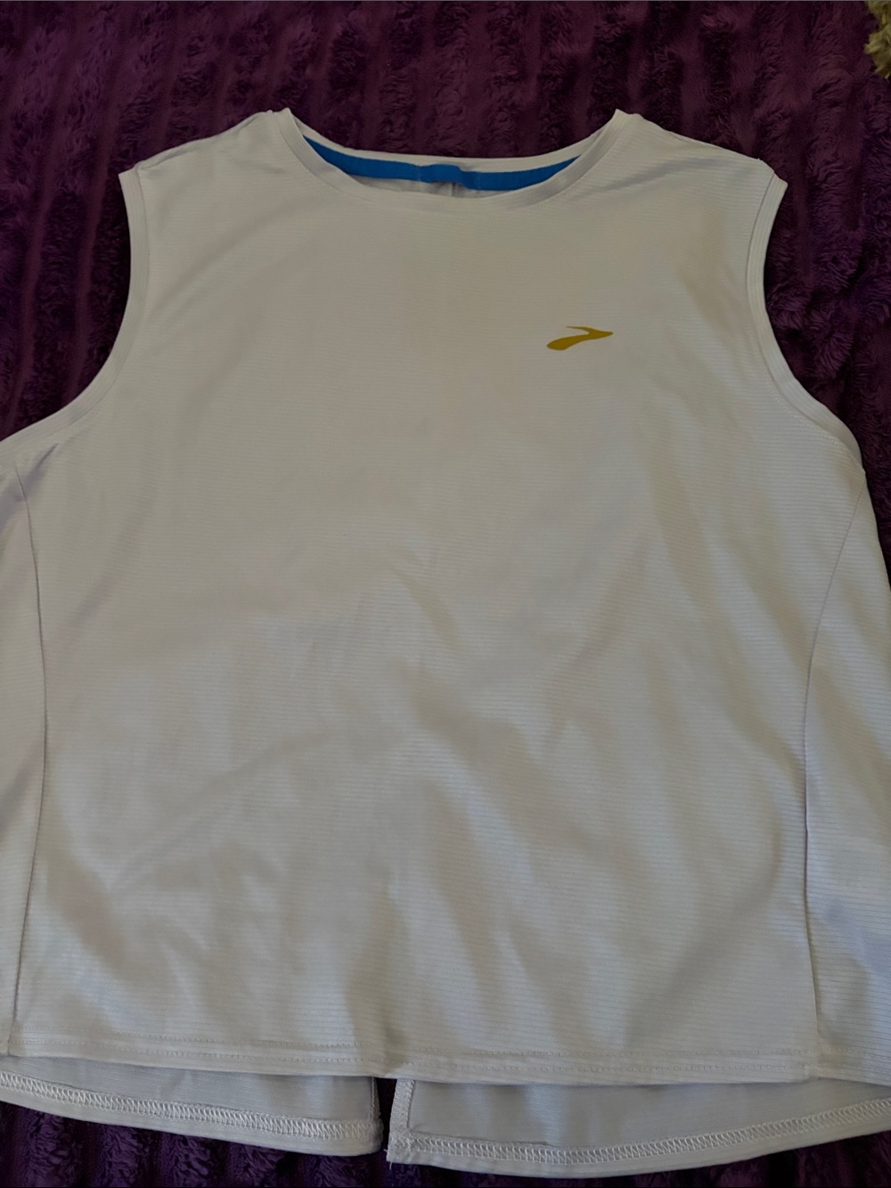 Brooks White Tank Top with Yellow Logo